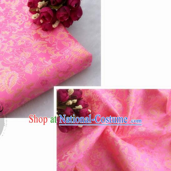 Chinese Traditional Pink Brocade Classical Flowers Pattern Design Silk Fabric Material Satin Drapery