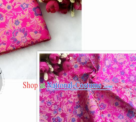 Chinese Traditional Rosy Brocade Classical Flowers Pattern Design Silk Fabric Material Satin Drapery