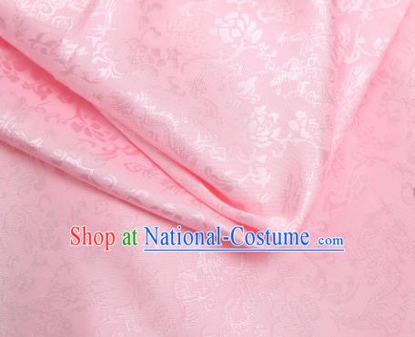 Chinese Traditional Pink Brocade Classical Pattern Design Silk Fabric Material Satin Drapery