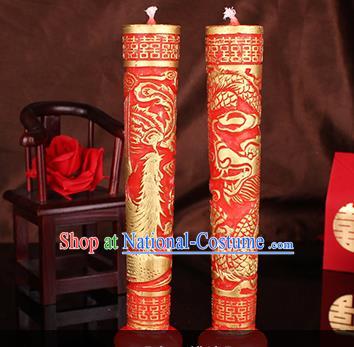 Chinese Traditional Wedding Supplies Red Candle Bride Saddle Dragon Phoenix Candles