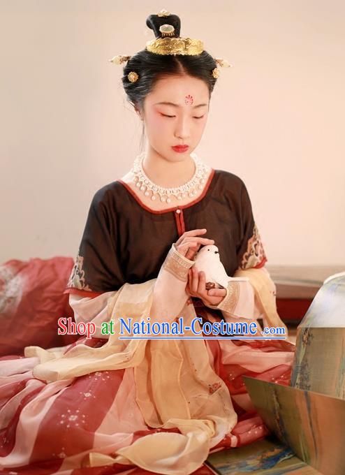 Chinese Ancient Palace Lady Hanfu Han Dynasty Imperial Concubine Queen Embroidered Historical Costumes