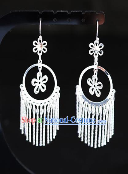 Chinese Traditional Miao Nationality Sliver Ear Accessories Wedding Earrings for Women