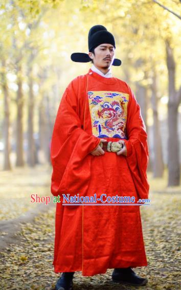 Chinese Traditional Ming Dynasty Minister Clothing Ancient Officer Embroidered Costumes for Men