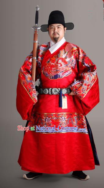 Chinese Traditional Ming Dynasty Chancellor Clothing Ancient Prime Minister Embroidered Costumes for Men