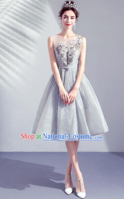 Top Grade Handmade Catwalks Costumes Grey Full Dress for Women