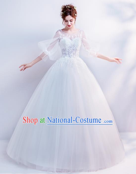 Top Grade Handmade Wedding Costumes Wedding Gown Bride White Veil Full Dress for Women