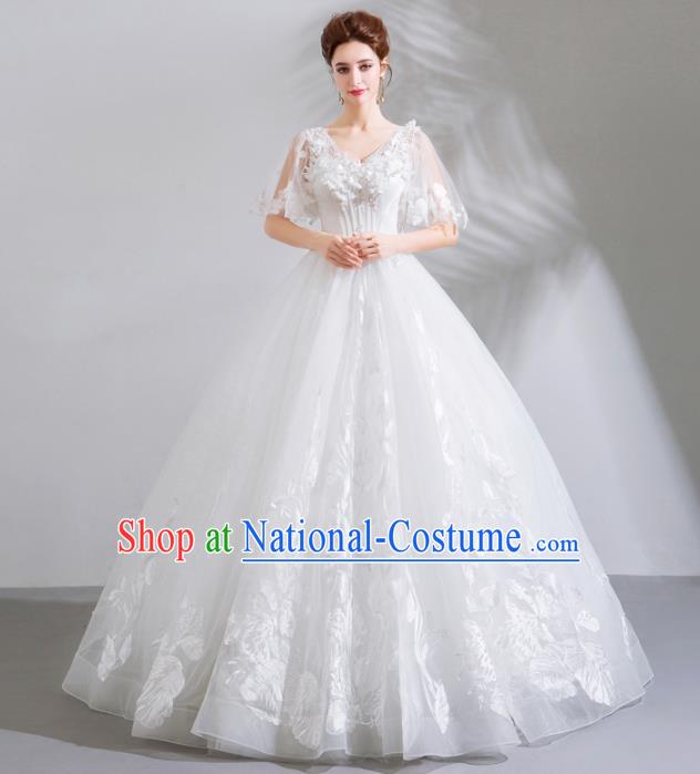 Top Grade Handmade Wedding Costumes Bride White Dress Princess Wedding Gown for Women