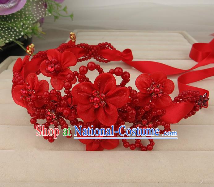 Chinese Traditional Xiuhe Suit Hair Accessories Wedding Red Beads Hair Clasp for Women