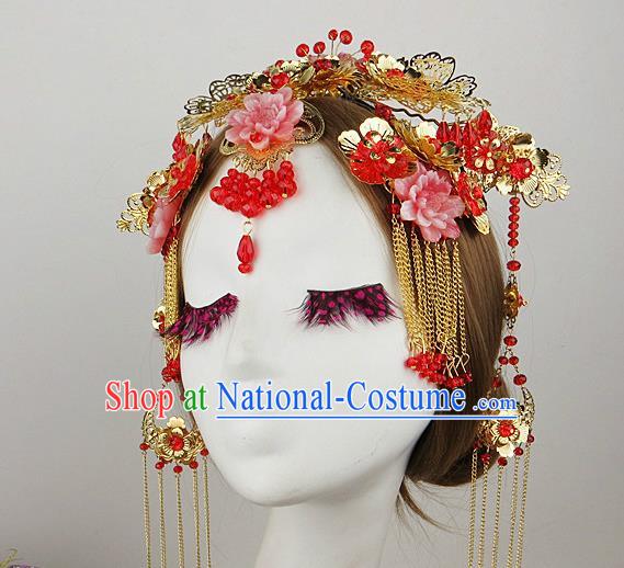 Chinese Traditional Xiuhe Suit Hair Accessories Wedding Bride Hairpins Hair Crown for Women