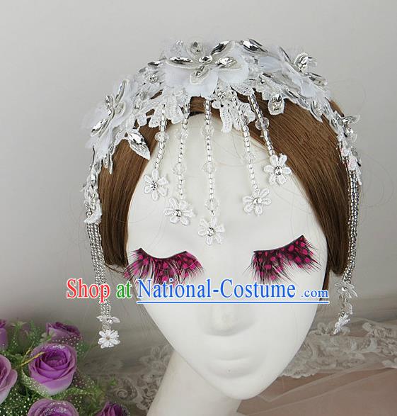 Top Grade Baroque Hair Accessories Wedding White Lace Hair Clasp for Women