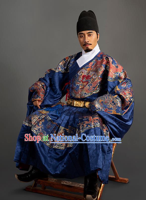 Chinese Traditional Ming Dynasty Emperor Clothing Ancient Padishah Embroidered Costumes for Men