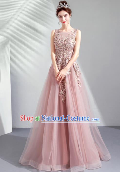 Top Grade Handmade Catwalks Costumes Compere Pink Formal Dress for Women