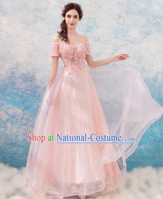 Top Grade Handmade Compere Pink Costume Catwalks Formal Dress for Women