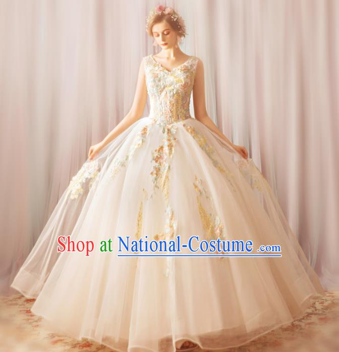 Top Grade Princess Fancy Wedding Dress Handmade Veil Wedding Gown for Women