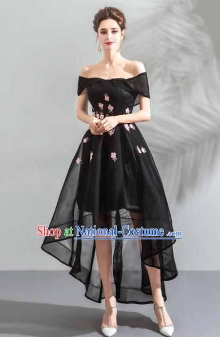 Top Grade Compere Black Veil Formal Dress Handmade Catwalks Bride Costume for Women