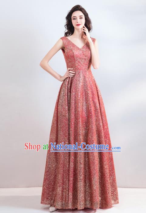 Top Grade Compere Red Formal Dress Handmade Catwalks Flower Fairy Bride Costume for Women