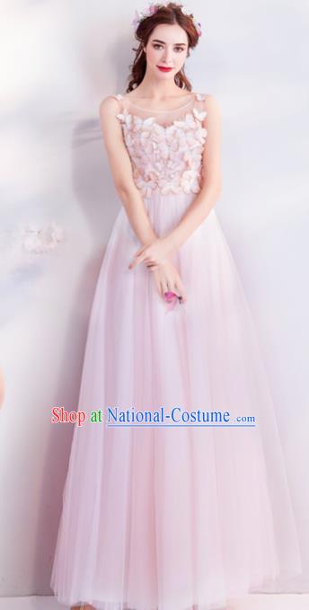 Top Grade Handmade Compere Costume Catwalks Pink Butterfly Formal Dress for Women