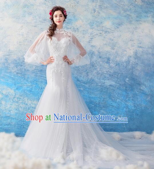 Handmade Princess Embroidered Mermaid Wedding Dress Fancy Wedding Gown for Women