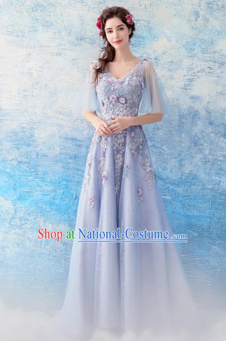 Top Grade Compere Costume Handmade Catwalks Bride Lilac Formal Dress for Women