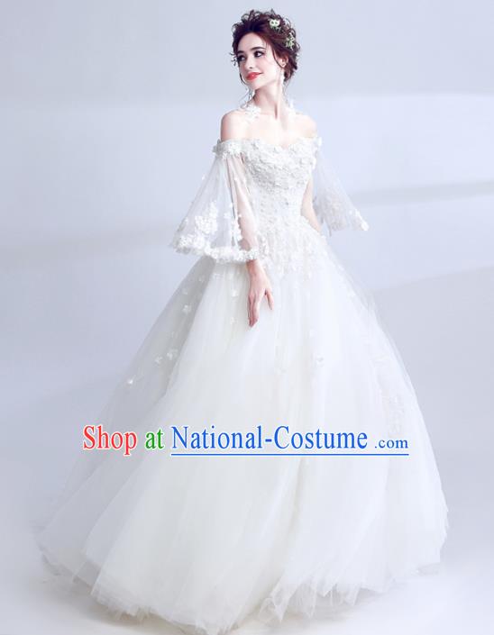 Handmade Princess Wedding Dress Top Grade Fancy Wedding Gown for Women