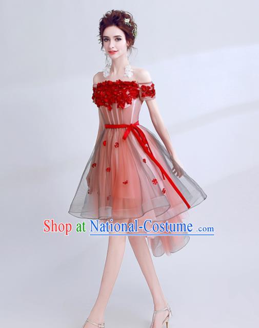 Top Grade Compere Short Formal Dress Handmade Catwalks Angel Full Dress for Women