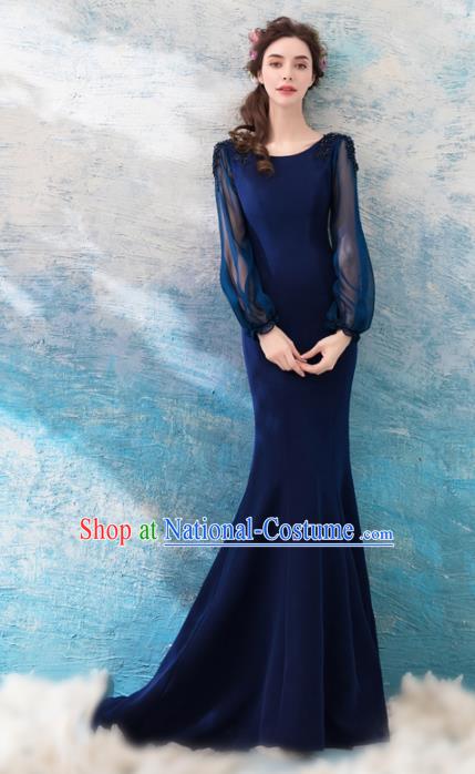 Top Grade Mermaid Evening Dress Compere Costume Handmade Catwalks Angel Full Dress for Women