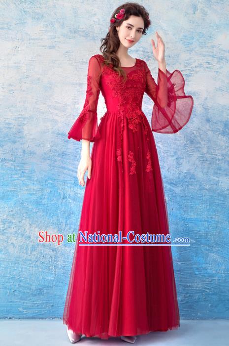 Top Grade Flare Sleeve Evening Dress Compere Costume Handmade Catwalks Angel Full Dress for Women