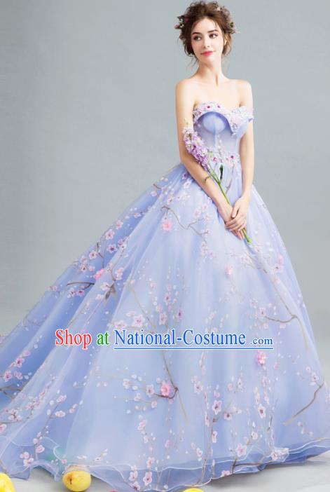 Handmade Bride Lilac Wedding Dress Princess Costume Flowers Fairy Fancy Wedding Gown for Women