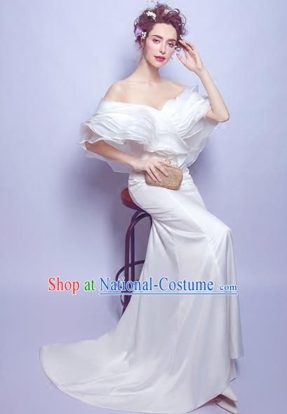 Handmade Bride White Wedding Dress Princess Costume Flowers Fairy Fancy Wedding Gown for Women