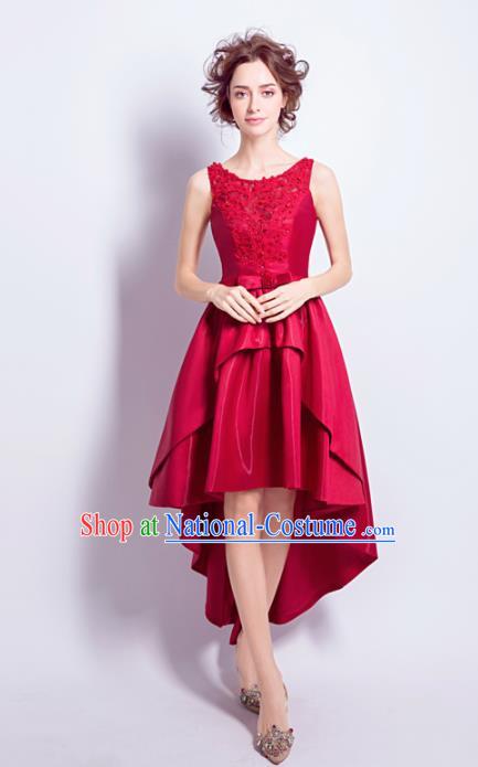 Top Grade Red Short Formal Dress Compere Costume Catwalks Evening Dress for Women