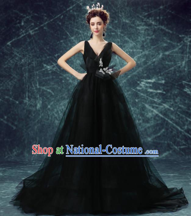 Handmade Black Veil Queen Wedding Dress Fancy Formal Dress Wedding Gown for Women