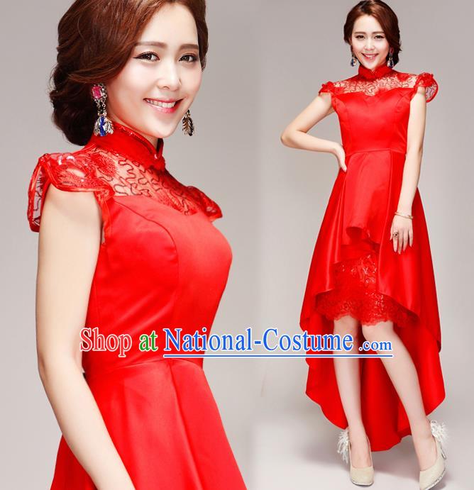 Chinese Traditional Full Dress Red Cheongsam for Women