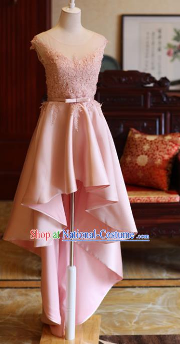 Handmade Pink Lace Formal Dress Compere Costume Catwalks Angel Evening Dress for Women