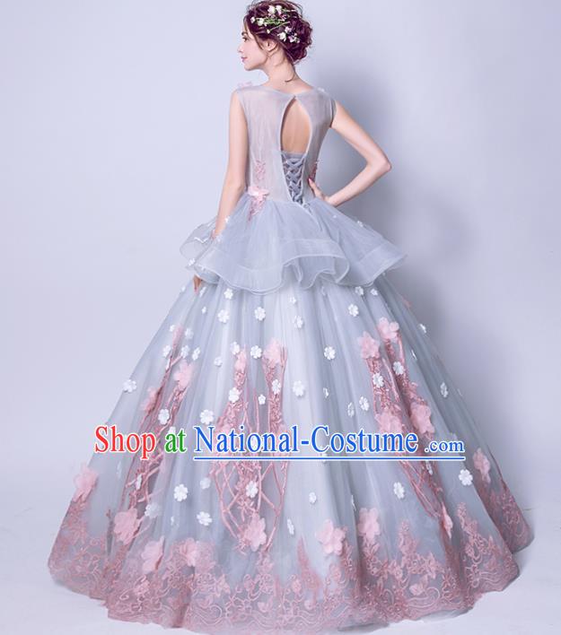 Top Grade Purple Veil Evening Dress Compere Costume Handmade Catwalks Angel Full Dress for Women