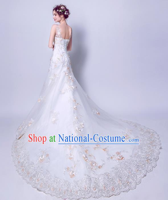 Top Grade Purple Veil Evening Dress Compere Costume Handmade Catwalks Angel Full Dress for Women