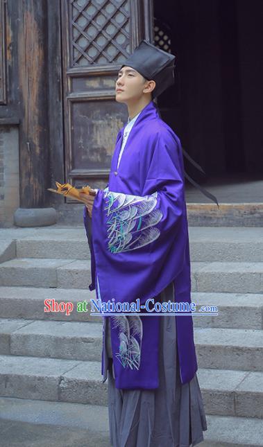 Chinese Ancient Scholar Costumes Ming Dynasty Nobility Childe Embroidered Clothing for Men