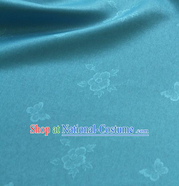 Asian Korean Traditional Blue Tajung Fabric Classical Butterfly Pattern Silk Fabric Hanbok Thin Silk Material