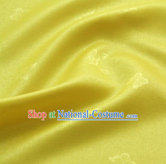 Asian Korean Traditional Lemon Yellow Tajung Fabric Classical Butterfly Pattern Silk Fabric Hanbok Thin Silk Material