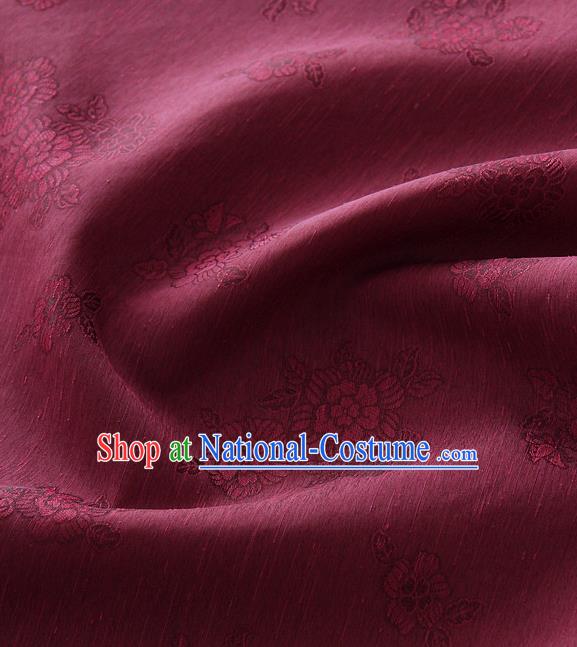 Asian Korean Traditional Purplish Red Tough Silk Fabric Hanbok Silk Material