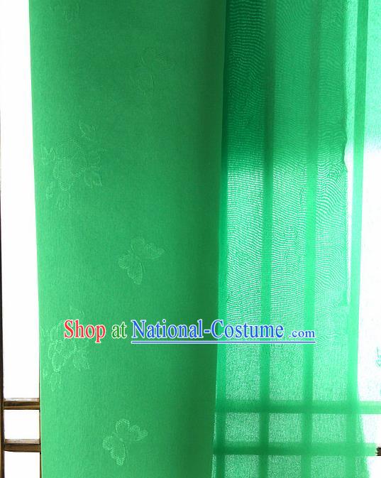 Asian Korean Traditional Green Tajung Fabric Classical Butterfly Pattern Silk Fabric Hanbok Thin Silk Material