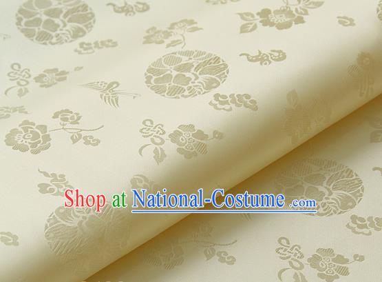 Asian Traditional Palace Drapery Korean Hanbok Royal Pattern Yellow Brocade Satin Fabric