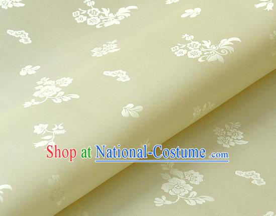 Asian Traditional Palace Drapery Korean Hanbok Royal Pattern Beige Brocade Satin Fabric