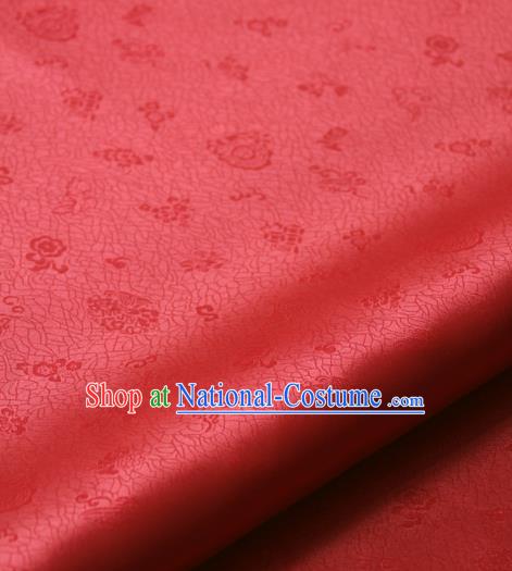 Asian Traditional Classical Pattern Palace Drapery Korean Hanbok Red Brocade Satin Fabric