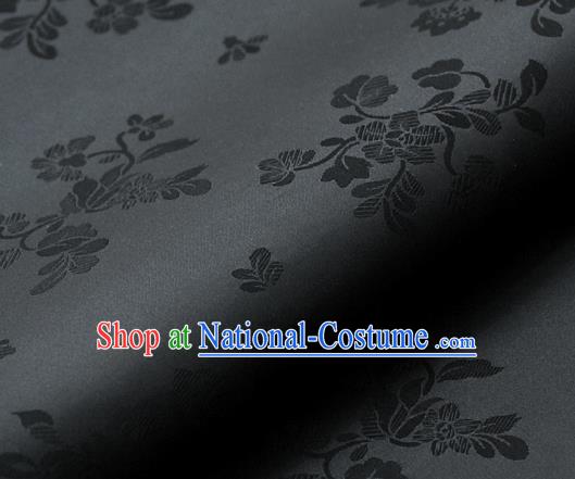 Asian Traditional Classical Pattern Black Satin Palace Drapery Korean Hanbok Brocade Fabric