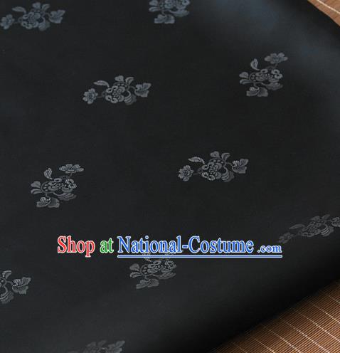 Asian Traditional Classical Pattern Black Satin Drapery Korean Hanbok Palace Brocade Fabric