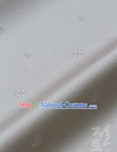 Asian Traditional Classical Pattern White Silk Drapery Korean Hanbok Palace Brocade Fabric