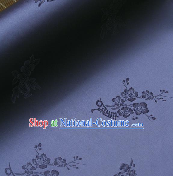 Asian Traditional Classical Wintersweet Pattern Purple Silk Drapery Korean Hanbok Palace Brocade Fabric