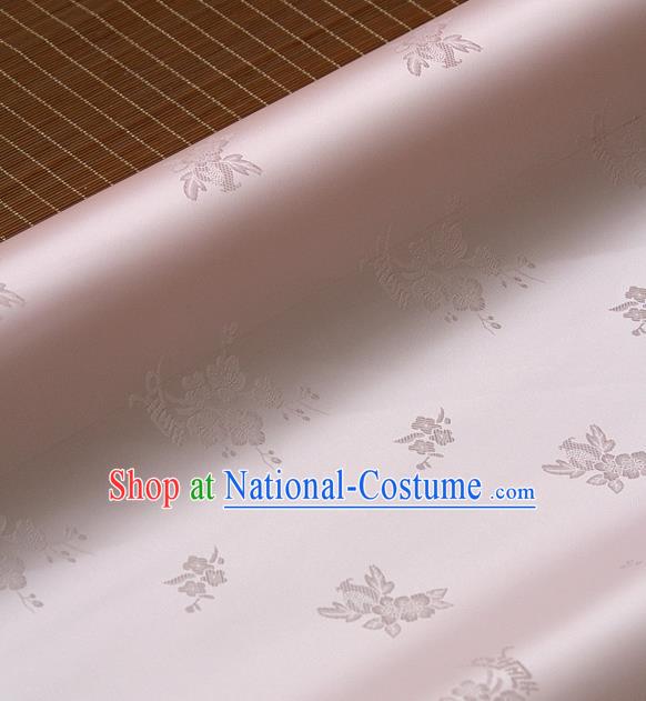 Asian Traditional Classical Wintersweet Pattern Pink Silk Drapery Korean Hanbok Palace Brocade Fabric