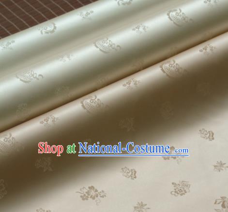 Asian Traditional Classical Wintersweet Pattern Golden Silk Drapery Korean Hanbok Palace Brocade Fabric