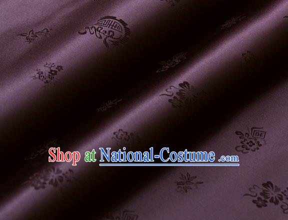 Asian Traditional Classical Wintersweet Pattern Amaranth Silk Drapery Korean Hanbok Palace Brocade Fabric